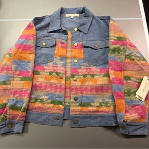 Blue Velvet Brand Colorful Jacket Women's Size M Button Up NWT